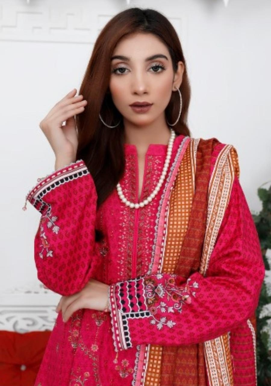 Ripple Collection Unstitched 3 Piece - Printed Embriodered Khaddar Suit