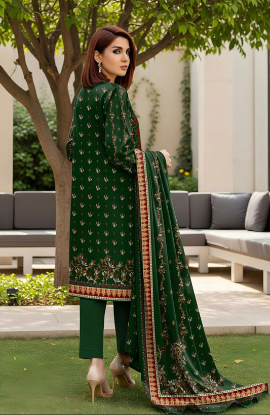 Bareeza Unstitched 3 Piece - Printed Fancy Khaddar Suit