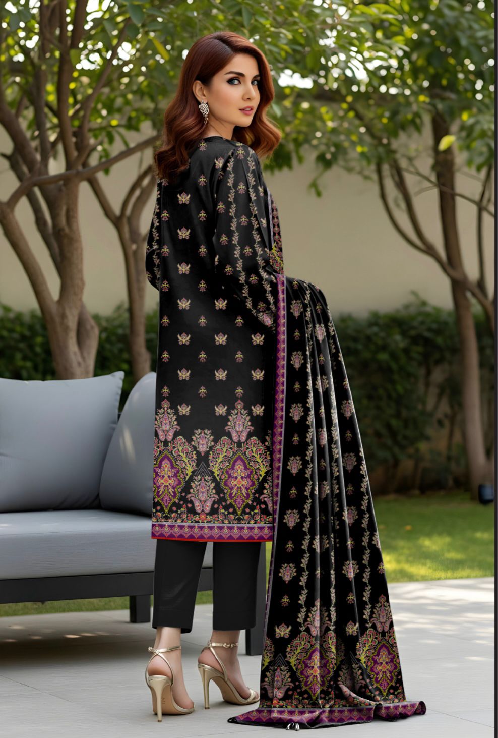 Bareeza Unstitched 3 Piece - Printed Fancy Khaddar Suit