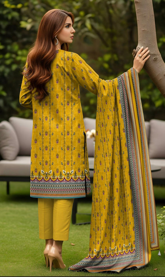 Bareeza Unstitched 3 Piece - Printed Fancy Khaddar Suit