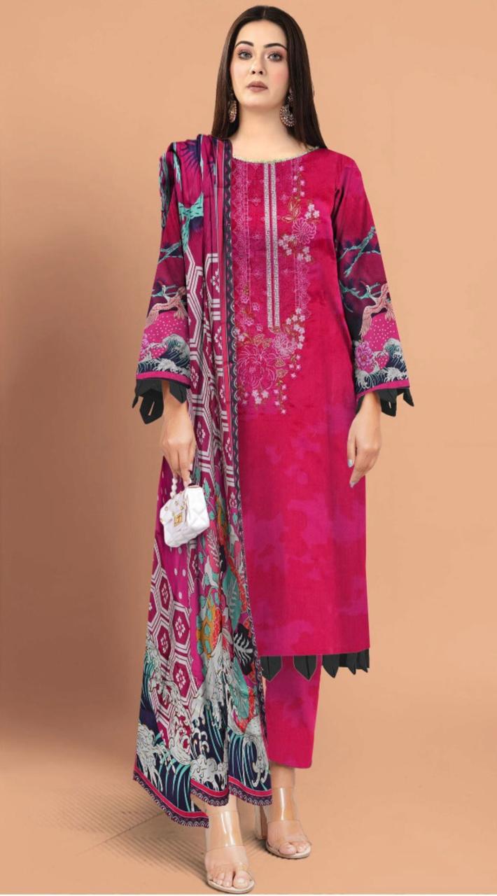 Maria B Unstitched 3 Piece - Printed Embriodered Viscose Suit