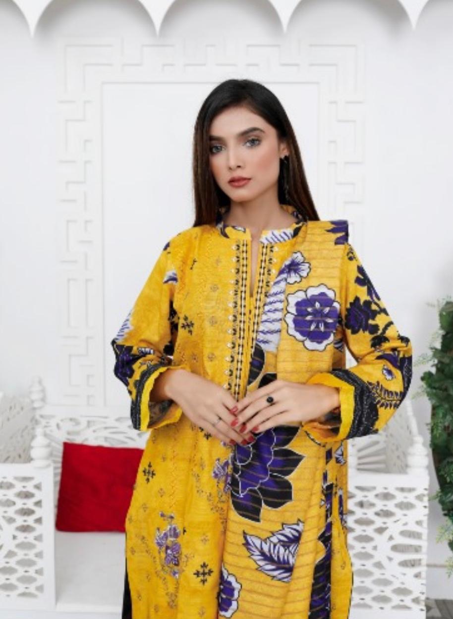 Ripple Collection Unstitched 3 Piece - Printed Embriodered Khaddar Suit