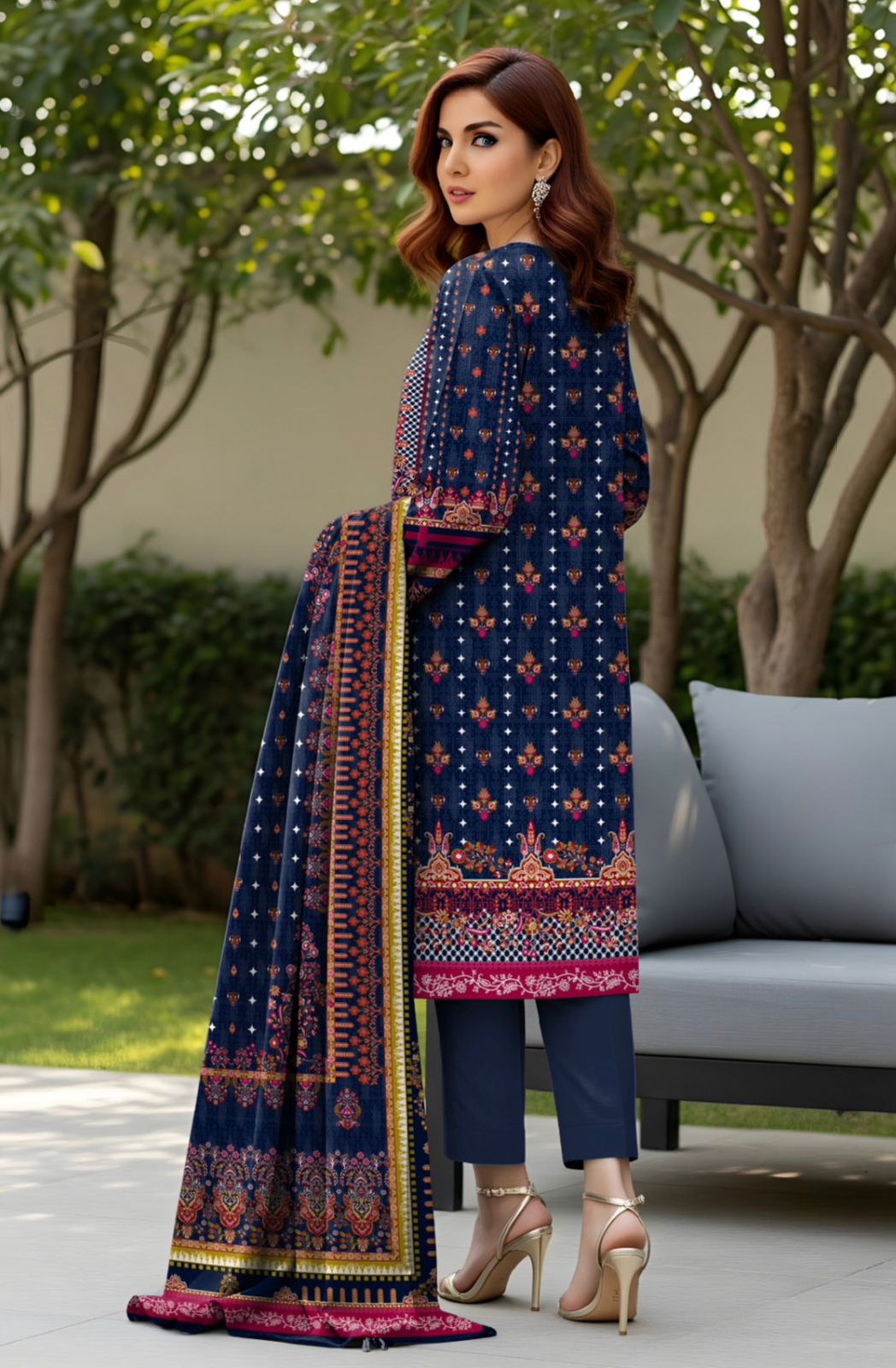 Bareeza Unstitched 3 Piece - Printed Fancy Khaddar Suit