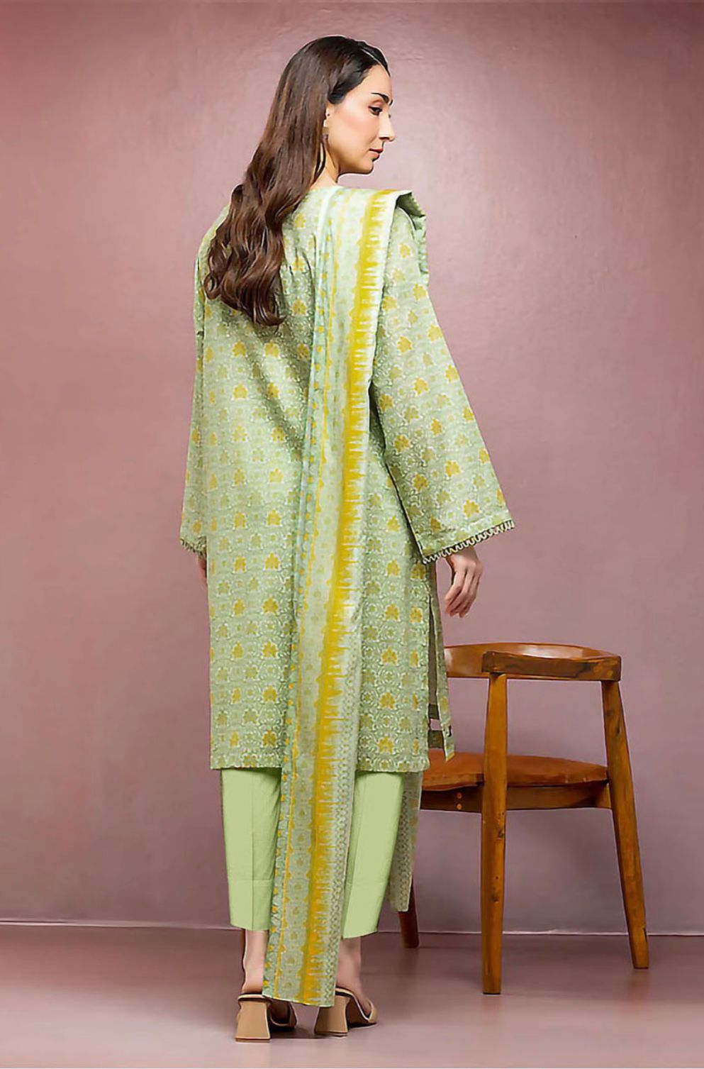 Edenrobe Unstitched 3 Piece - Printed Executive Linen Suit