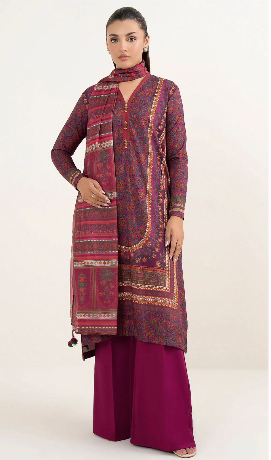 Sapphire Unstitched 3 Piece - Printed Khaddar Suit