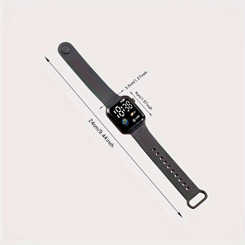 Elegant Digital Watch | Rectangle Dial | Stopwatch | Calendar | Date | Battery-Powered | Vintage Red