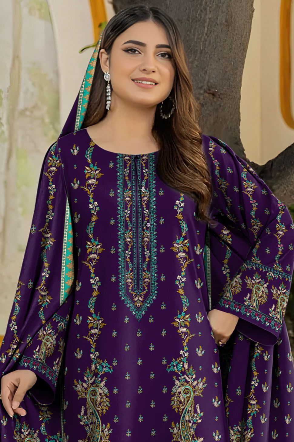 Bareeza Unstitched 3 Piece - Printed Fancy Khaddar Suit