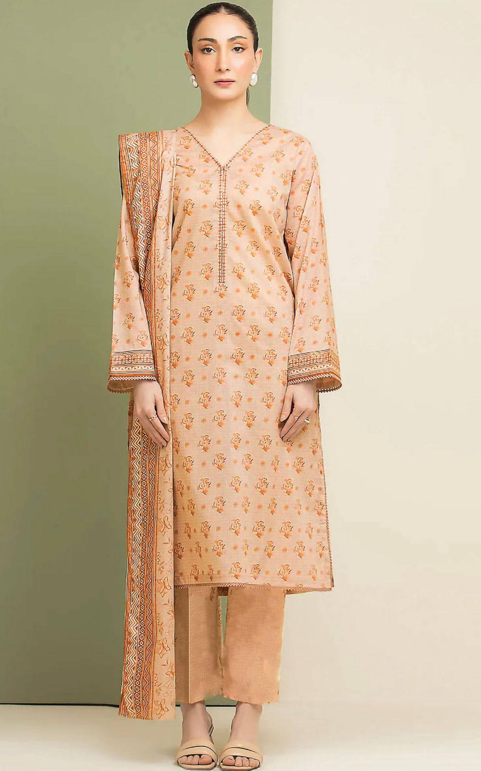 Edenrobe Unstitched 3 Piece - Printed Executive Linen Suit