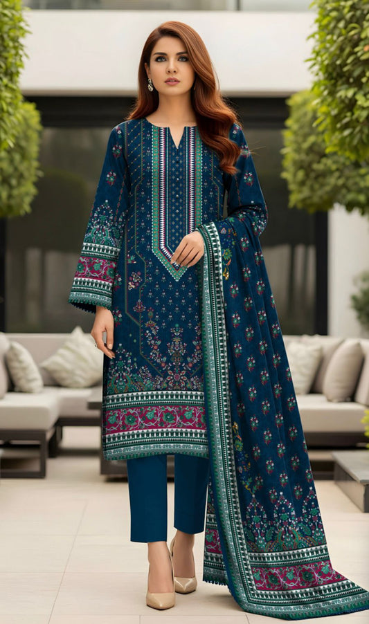Bareeza Unstitched 3 Piece - Printed Fancy Khaddar Suit