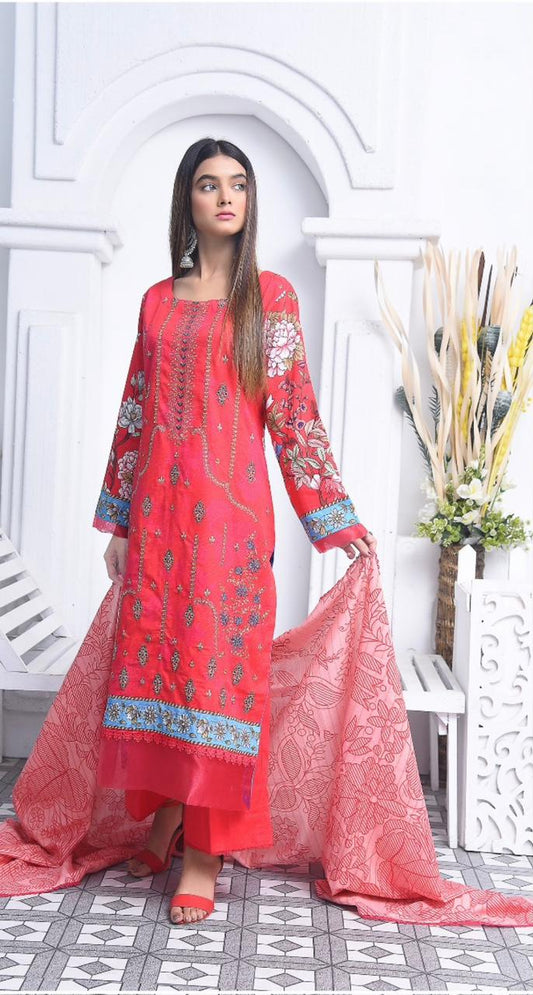 Ripple Collection Unstitched 3 Piece - Printed Embriodered Khaddar Suit