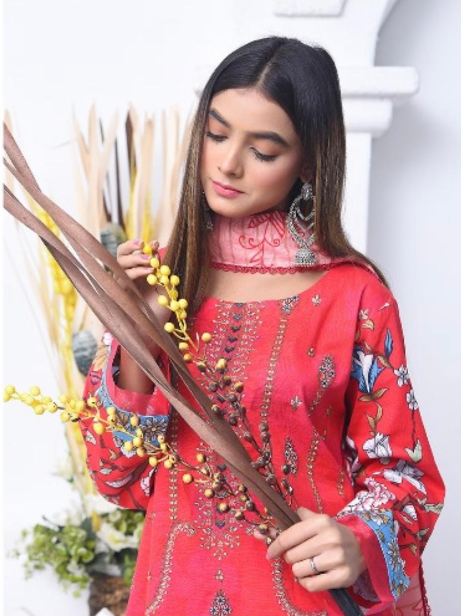 Ripple Collection Unstitched 3 Piece - Printed Embriodered Khaddar Suit