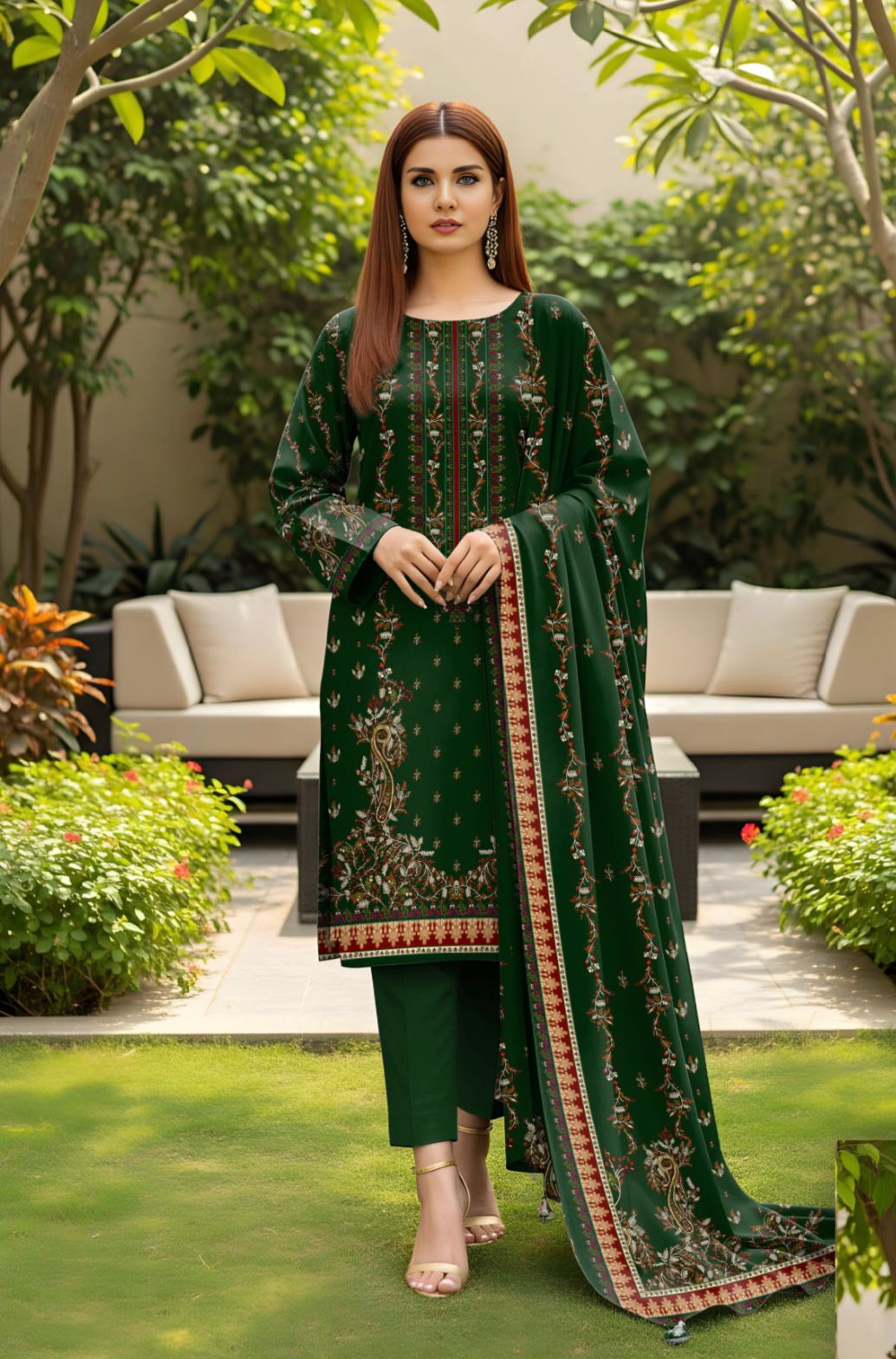 Bareeza Unstitched 3 Piece - Printed Fancy Khaddar Suit