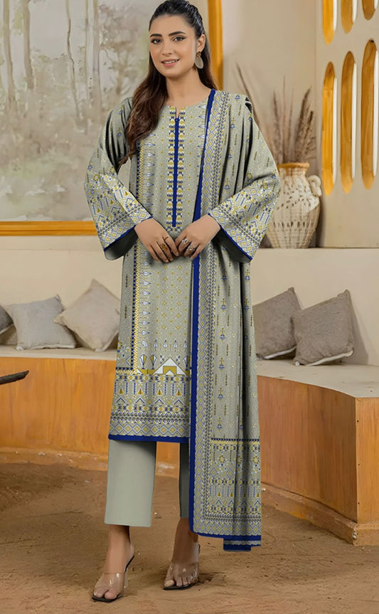 Bareeza Unstitched 3 Piece - Printed Fancy Khaddar Suit