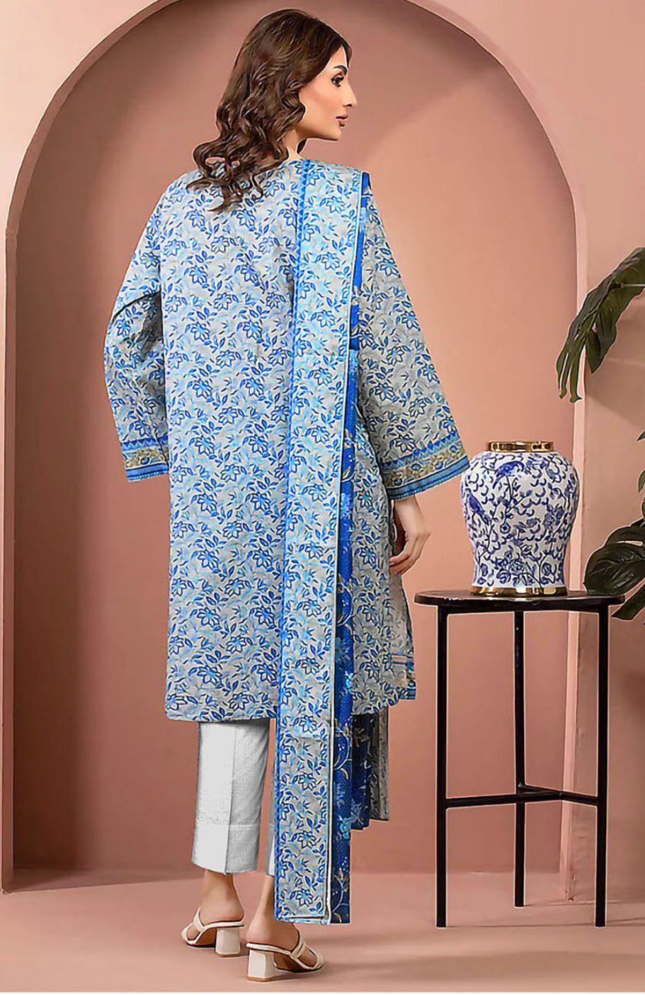 Edenrobe Unstitched 3 Piece - Printed Executive Linen Suit