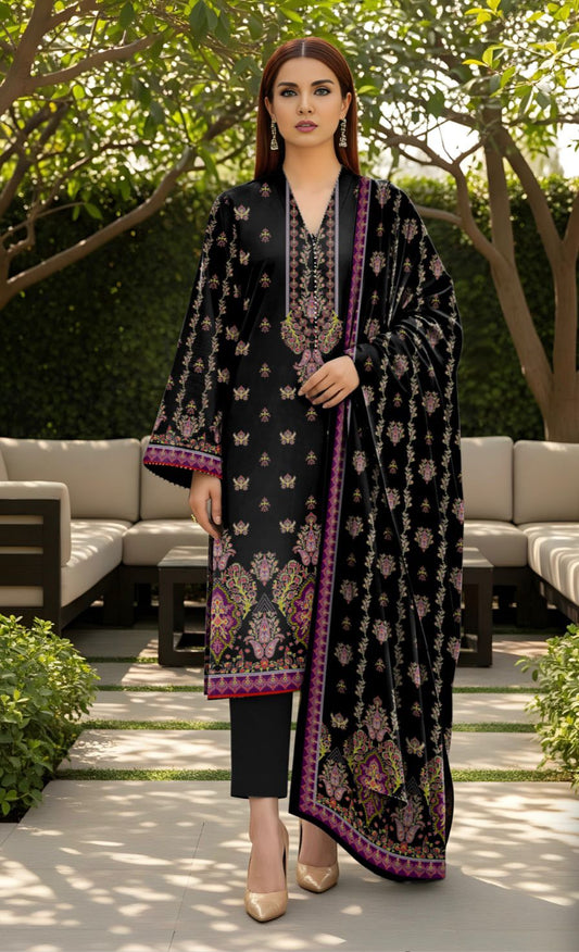 Bareeza Unstitched 3 Piece - Printed Fancy Khaddar Suit