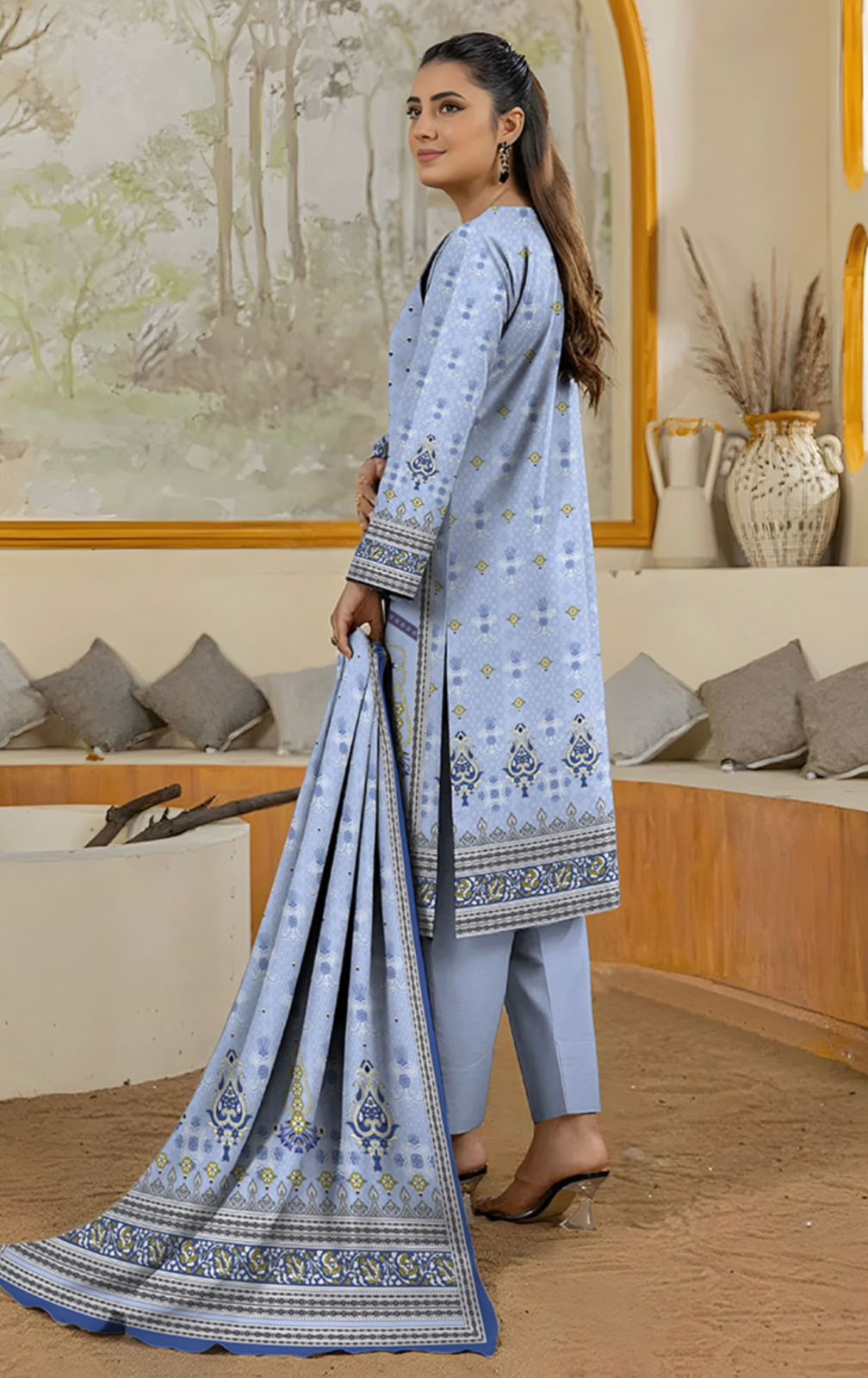 Bareeza Unstitched 3 Piece - Printed Fancy Khaddar Suit