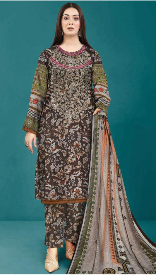 Maria B Unstitched 3 Piece - Printed Embriodered Viscose Suit