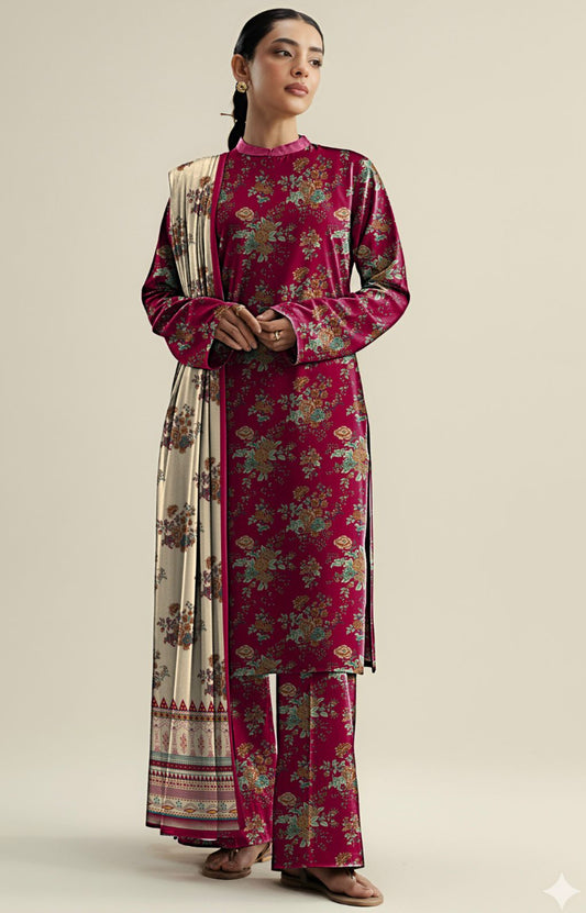COCO Unstitched 3 Piece - Printed Khaddar Suit