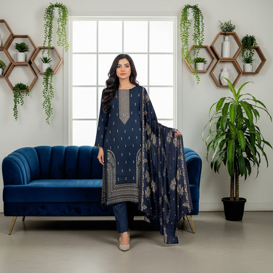 Asim Jofa Fancy Designer Chamki Dhanak Embroidered Luxury 3 Piece