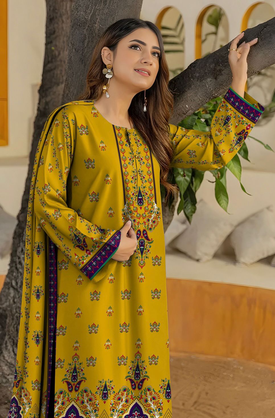 Bareeza Unstitched 3 Piece - Printed Fancy Khaddar Suit