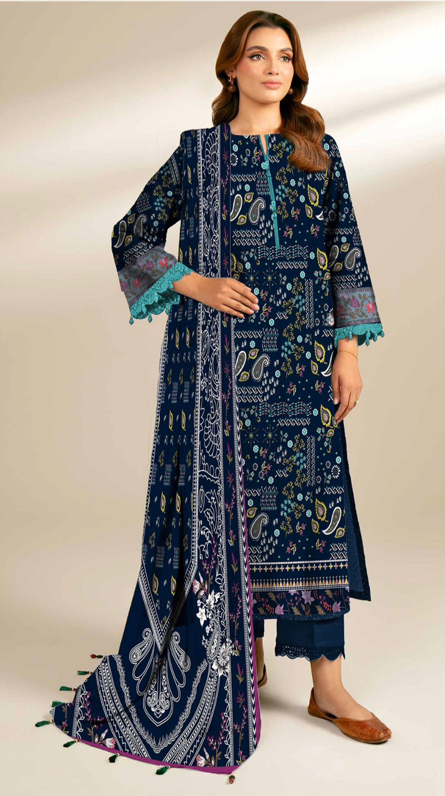 Sapphire Unstitched 3 Piece - Printed Khaddar Suit