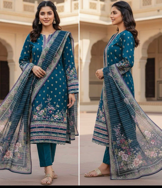 Khaadi Printed Jacquard Unstitched 3 Piece