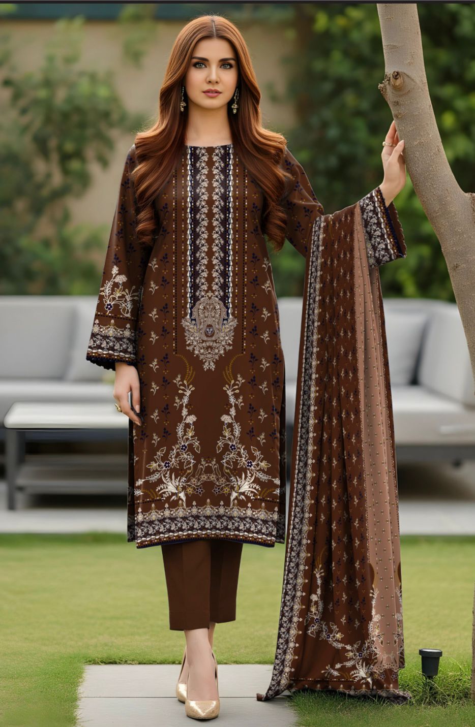 Bareeza Unstitched 3 Piece - Printed Fancy Khaddar Suit