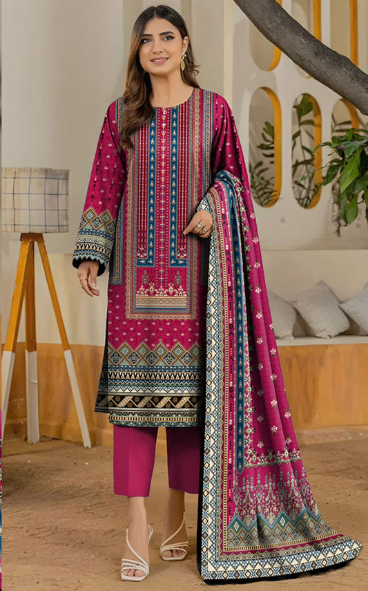 Bareeza Unstitched 3 Piece - Printed Fancy Khaddar Suit