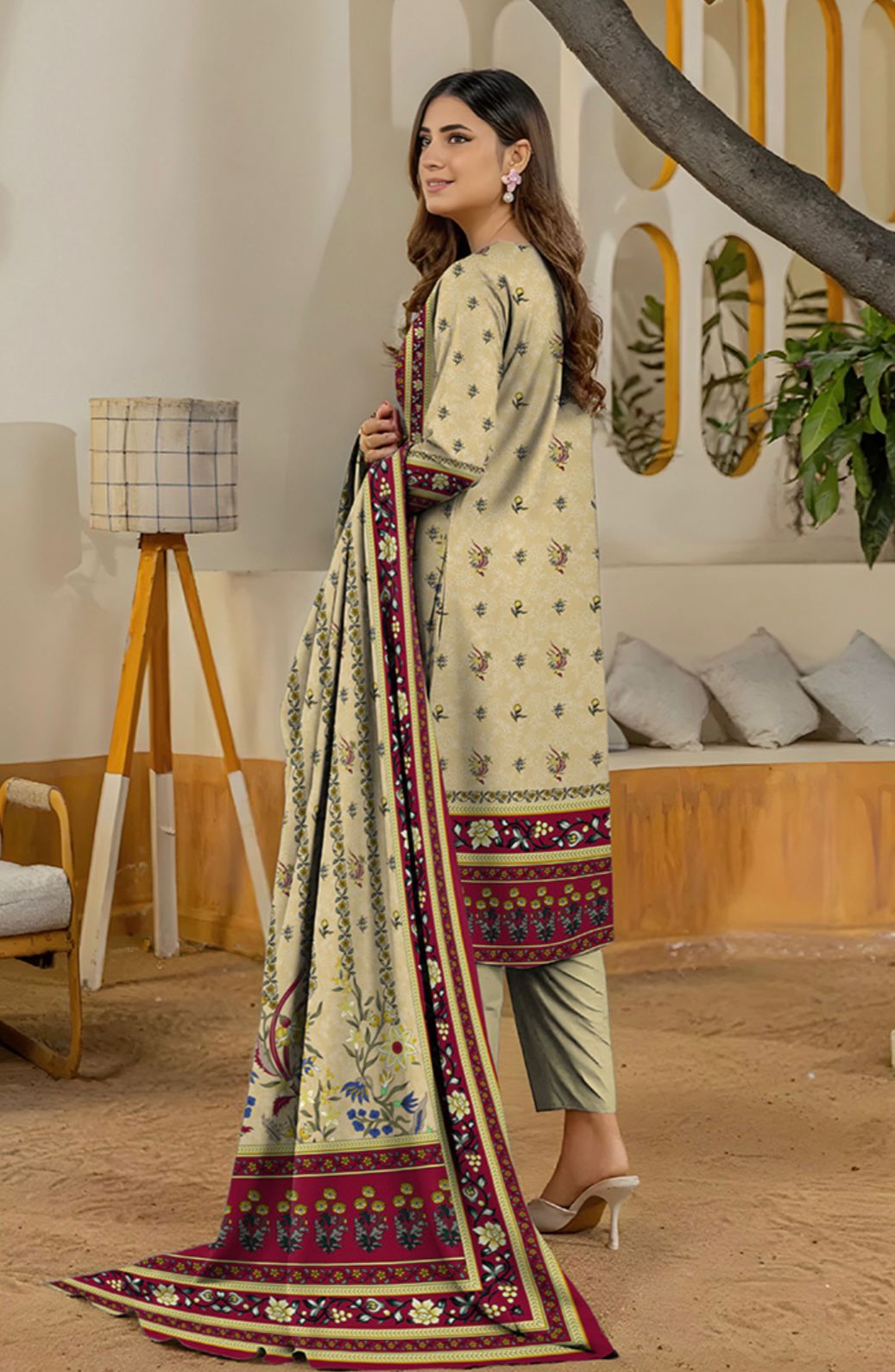 Bareeza Unstitched 3 Piece - Printed Fancy Khaddar Suit