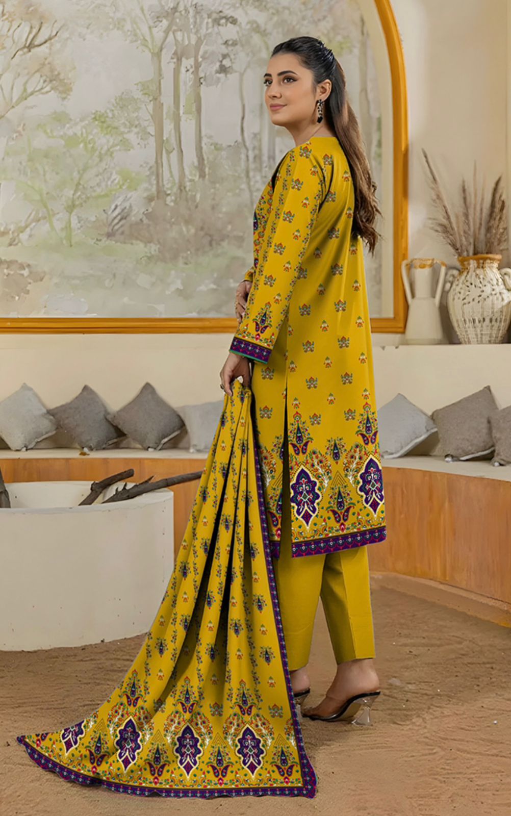 Bareeza Unstitched 3 Piece - Printed Fancy Khaddar Suit
