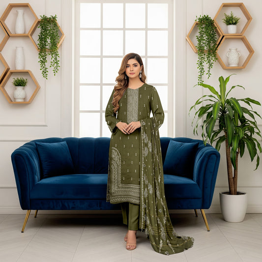 Asim Jofa Fancy Designer Chamki Dhanak Embroidered Luxury 3 Piece