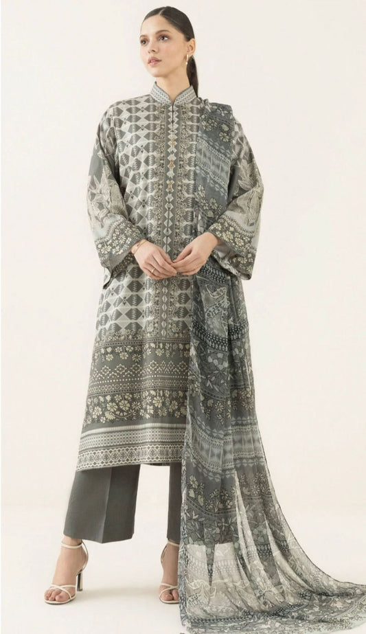 Sapphire Unstitched 3 Piece - Printed Khaddar Suit