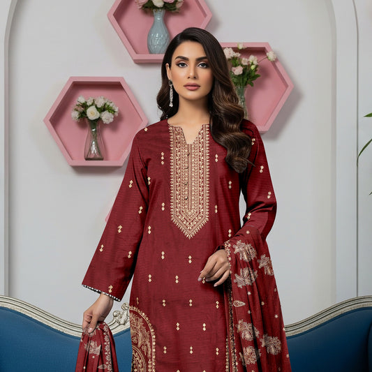 Asim Jofa Fancy Designer Chamki Dhanak Embroidered Luxury 3 Piece