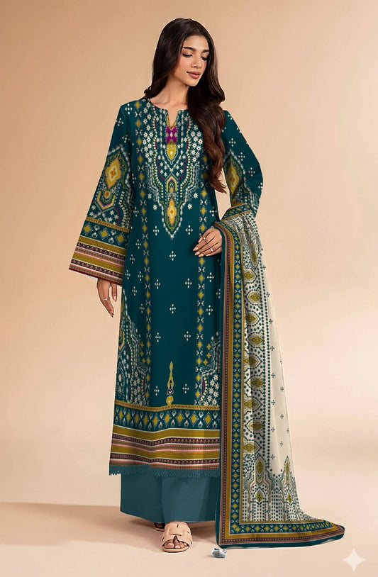 Nishat Unstitched 3 Piece - Printed Khaddar Suit - 42501936
