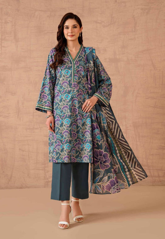 Nishat Unstitched 3 Piece - Printed Khaddar Suit with Wool Shawl