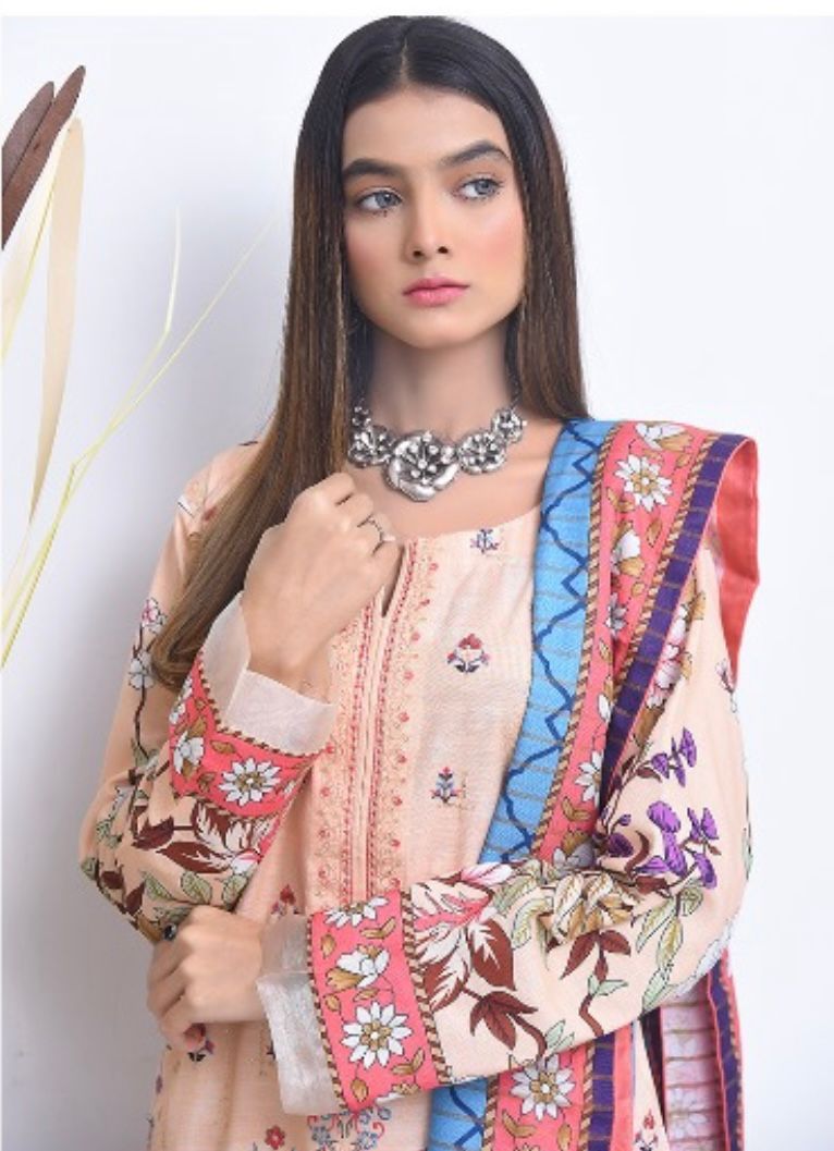Ripple Collection Unstitched 3 Piece - Printed Embriodered Khaddar Suit