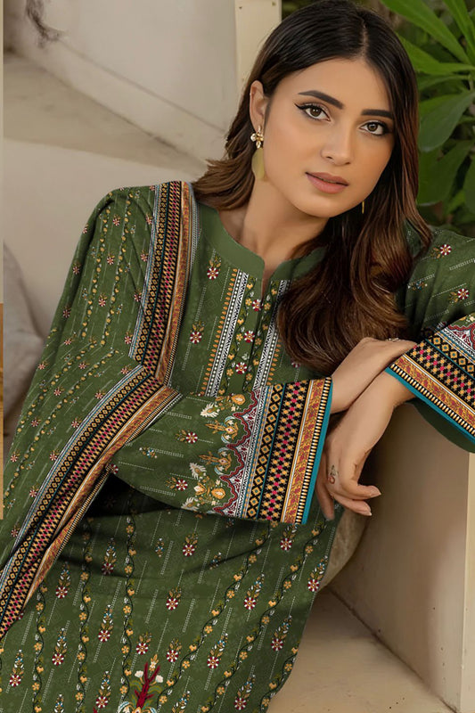 Bareeza Unstitched 3 Piece - Printed Fancy Khaddar Suit