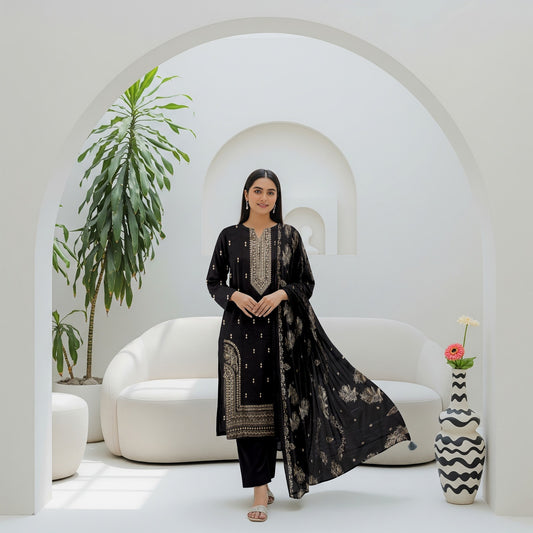 Asim Jofa Fancy Designer Chamki Dhanak Embroidered Luxury 3 Piece