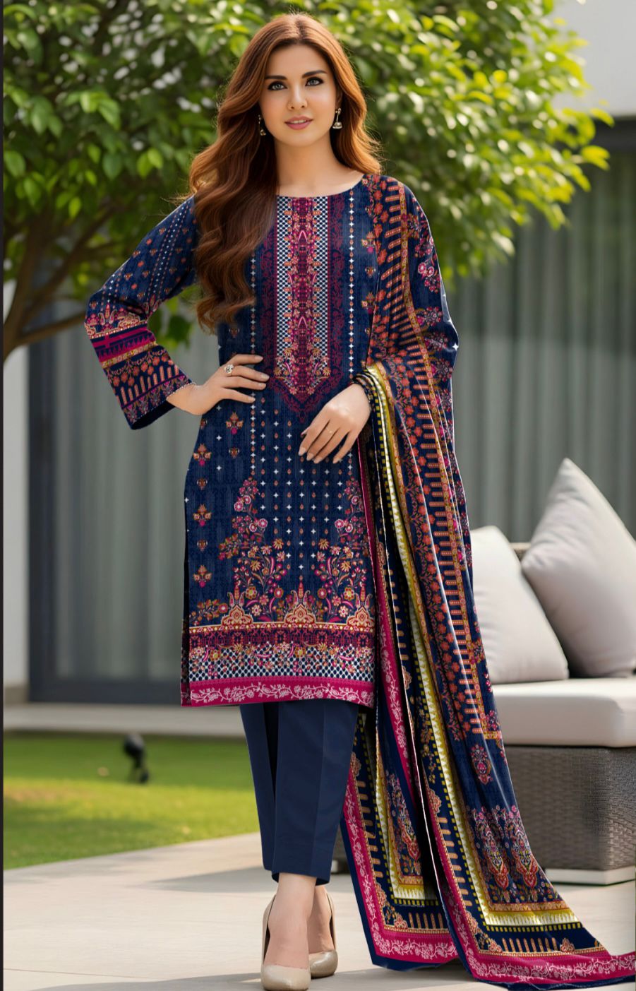 Bareeza Unstitched 3 Piece - Printed Fancy Khaddar Suit
