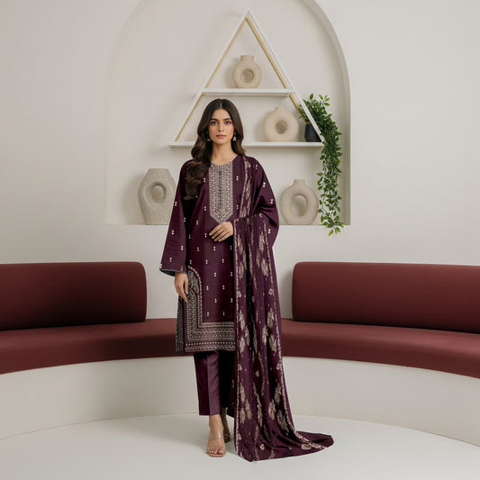 Asim Jofa Fancy Designer Chamki Dhanak Embroidered Luxury 3 Piece