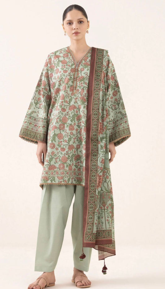 Sapphire Unstitched 3 Piece - Printed Khaddar Suit