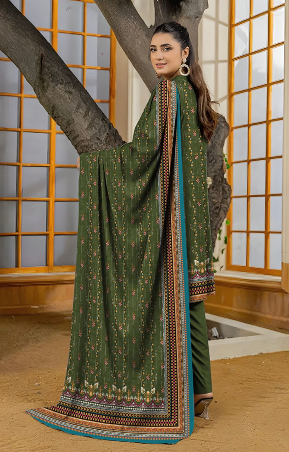 Bareeza Unstitched 3 Piece - Printed Fancy Khaddar Suit