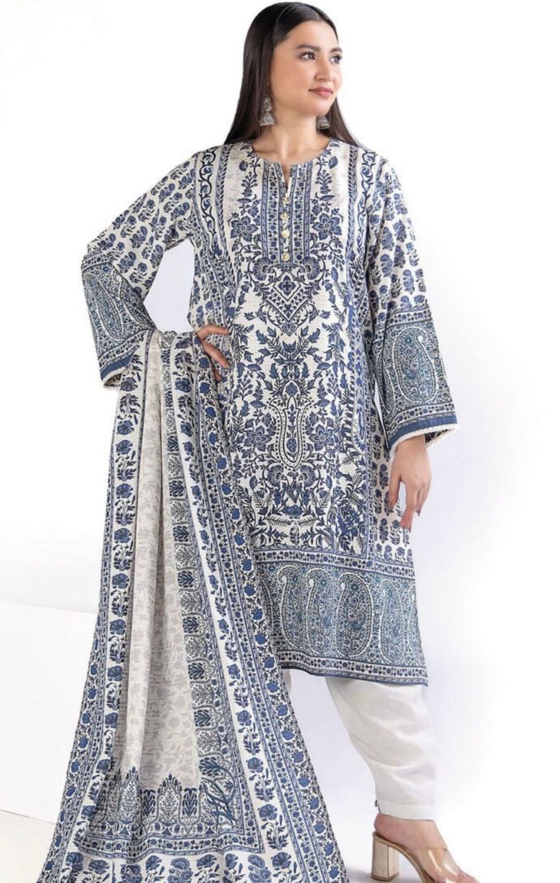 Khaadi Unstitched 3 Piece - Printed Khaddar Suit