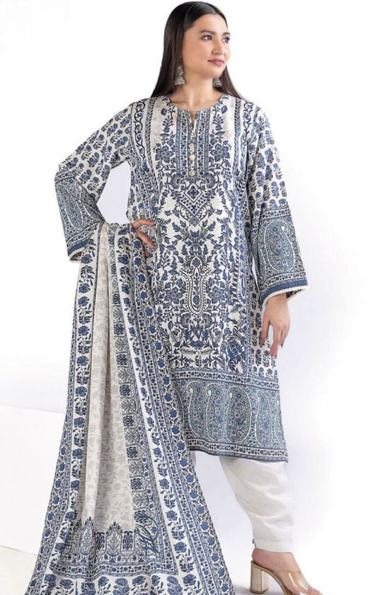 Khaadi Unstitched 3 Piece - Printed Khaddar Suit