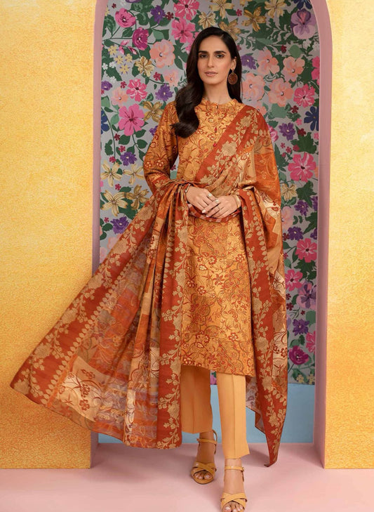 Nishat Unstitched 3 Piece - Printed Khaddar Suit with Wool Shawl