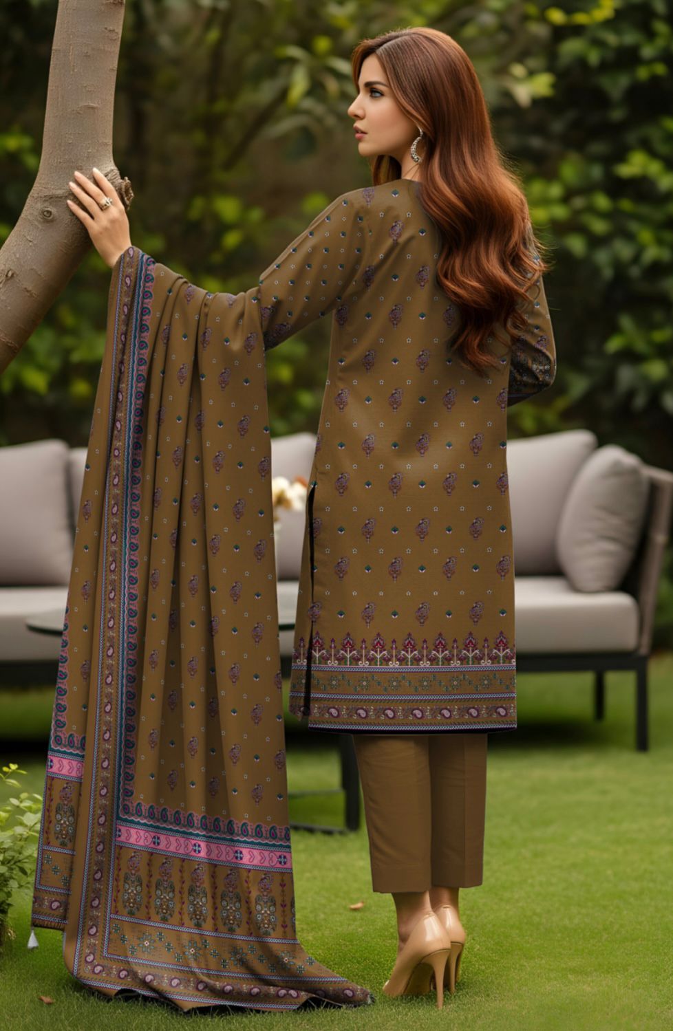 Bareeza Unstitched 3 Piece - Printed Fancy Khaddar Suit