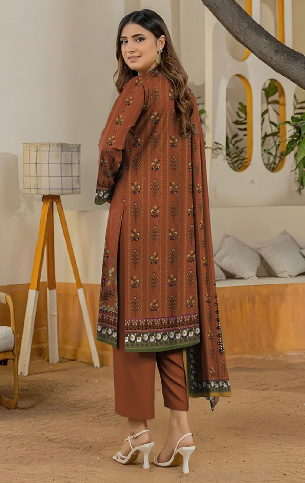 Bareeza Unstitched 3 Piece - Printed Fancy Khaddar Suit