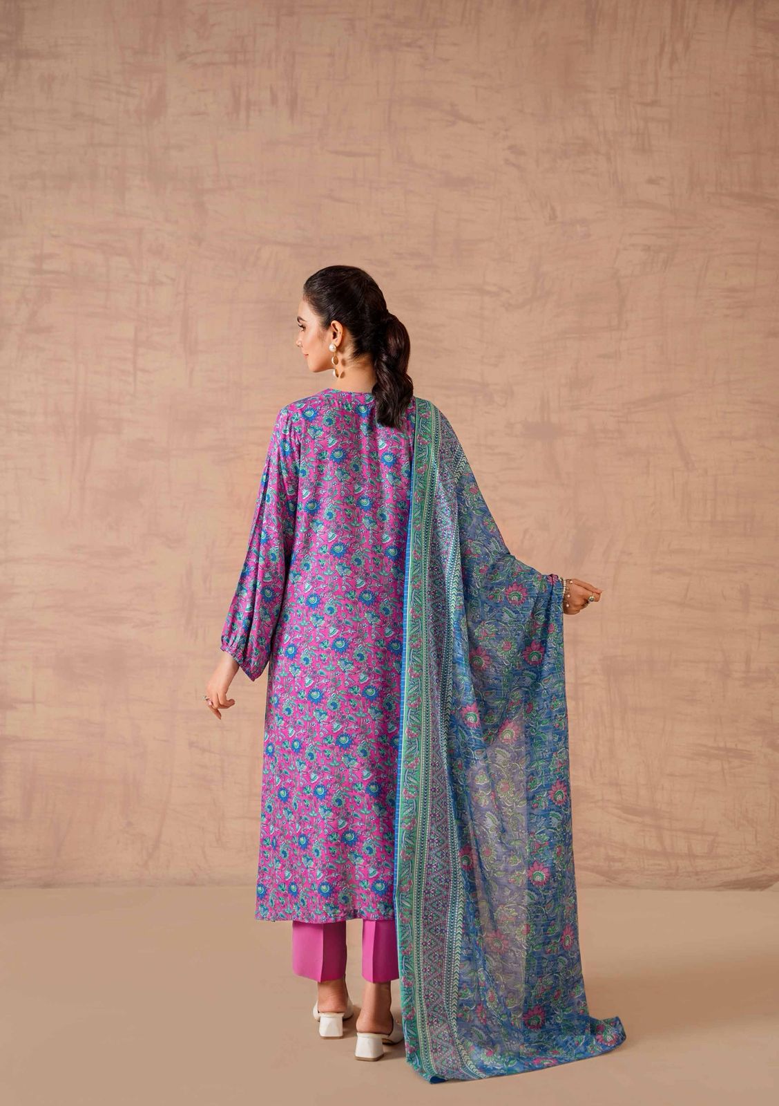 Nishat Unstitched 3 Piece - Printed Khaddar Suit with Wool Shawl