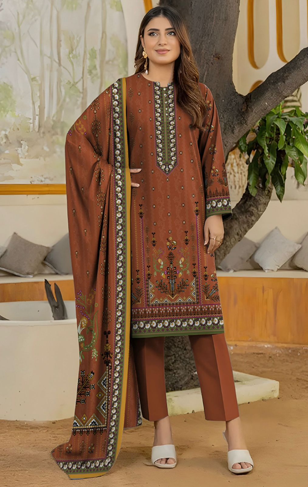 Bareeza Unstitched 3 Piece - Printed Fancy Khaddar Suit