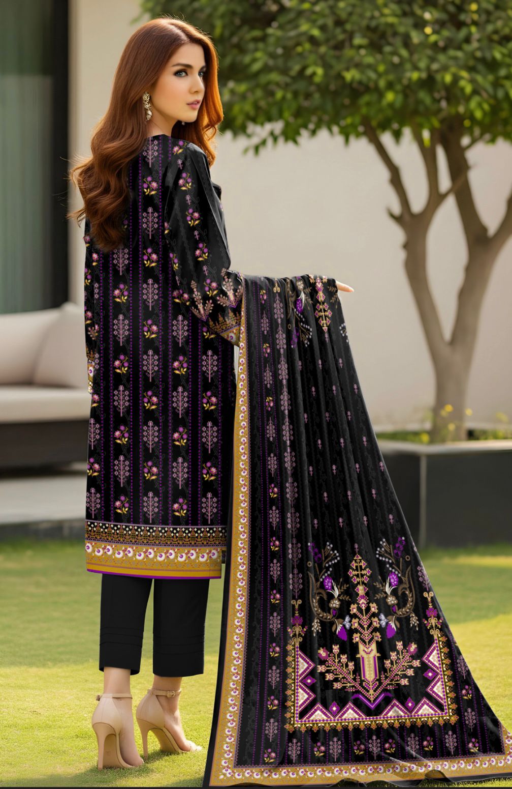 Bareeza Unstitched 3 Piece - Printed Fancy Khaddar Suit